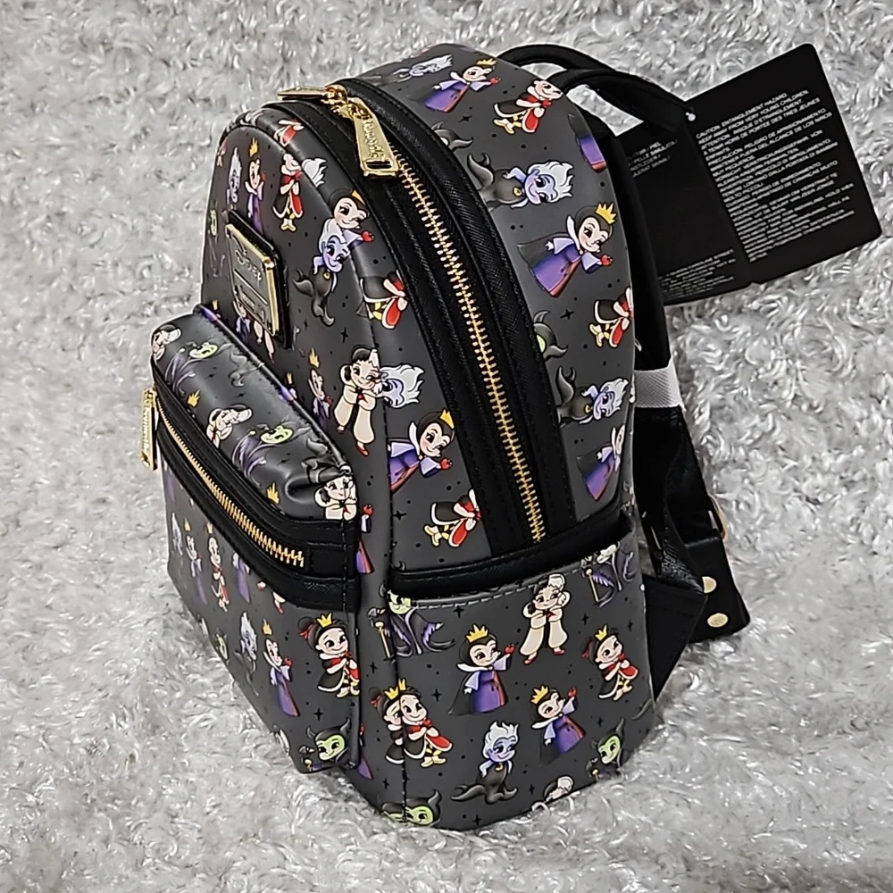 Loungefly Disney Villains chibi backpack Maleficent Ursula Evil Queen Cruella